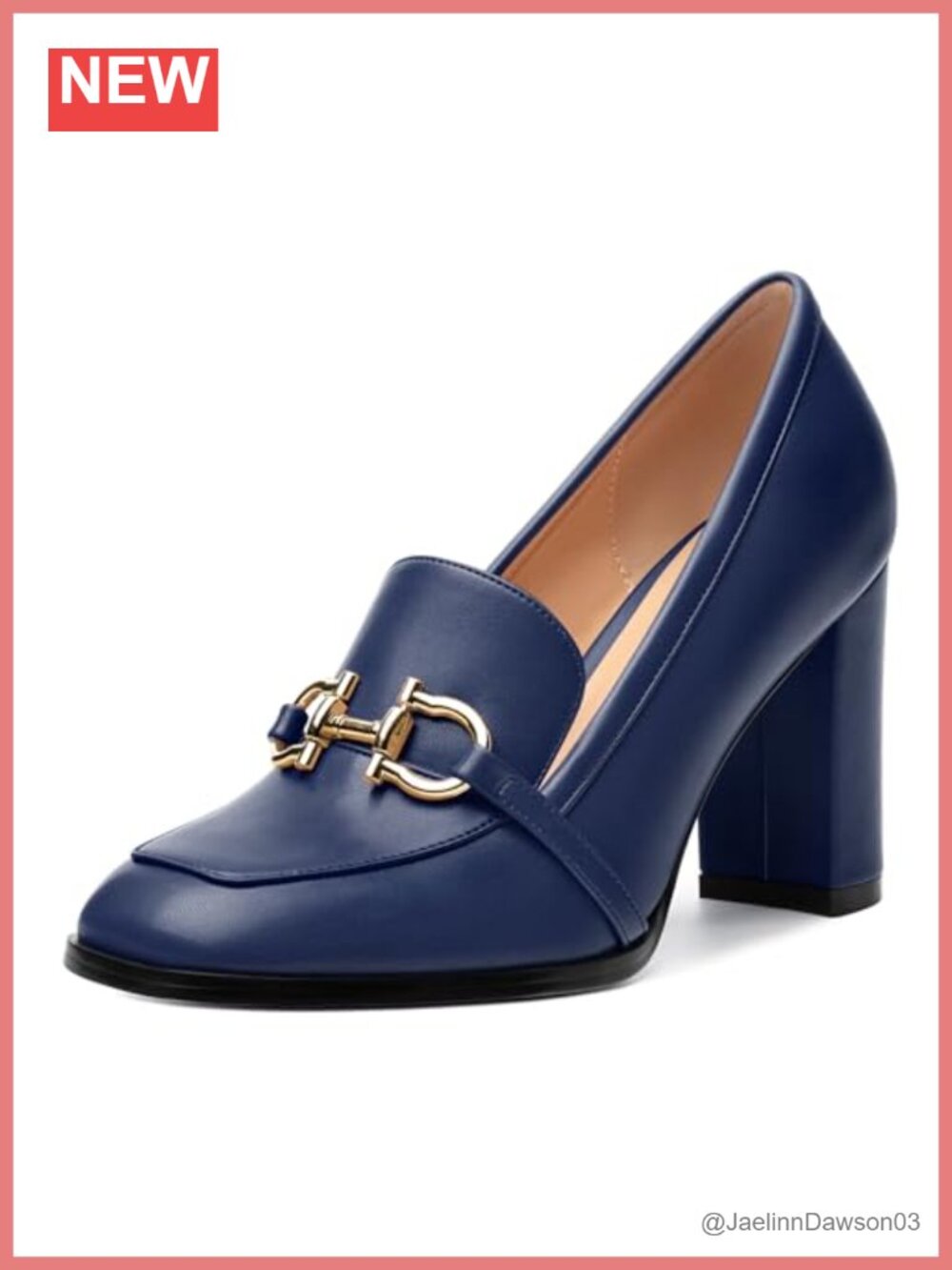 Women's Square Toe Loafers High Heels Chunky Heel Pumps Metal Buckle Wedding